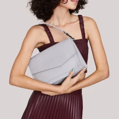 New Botkier Cobble Hill Flap Satchel Silver Grey