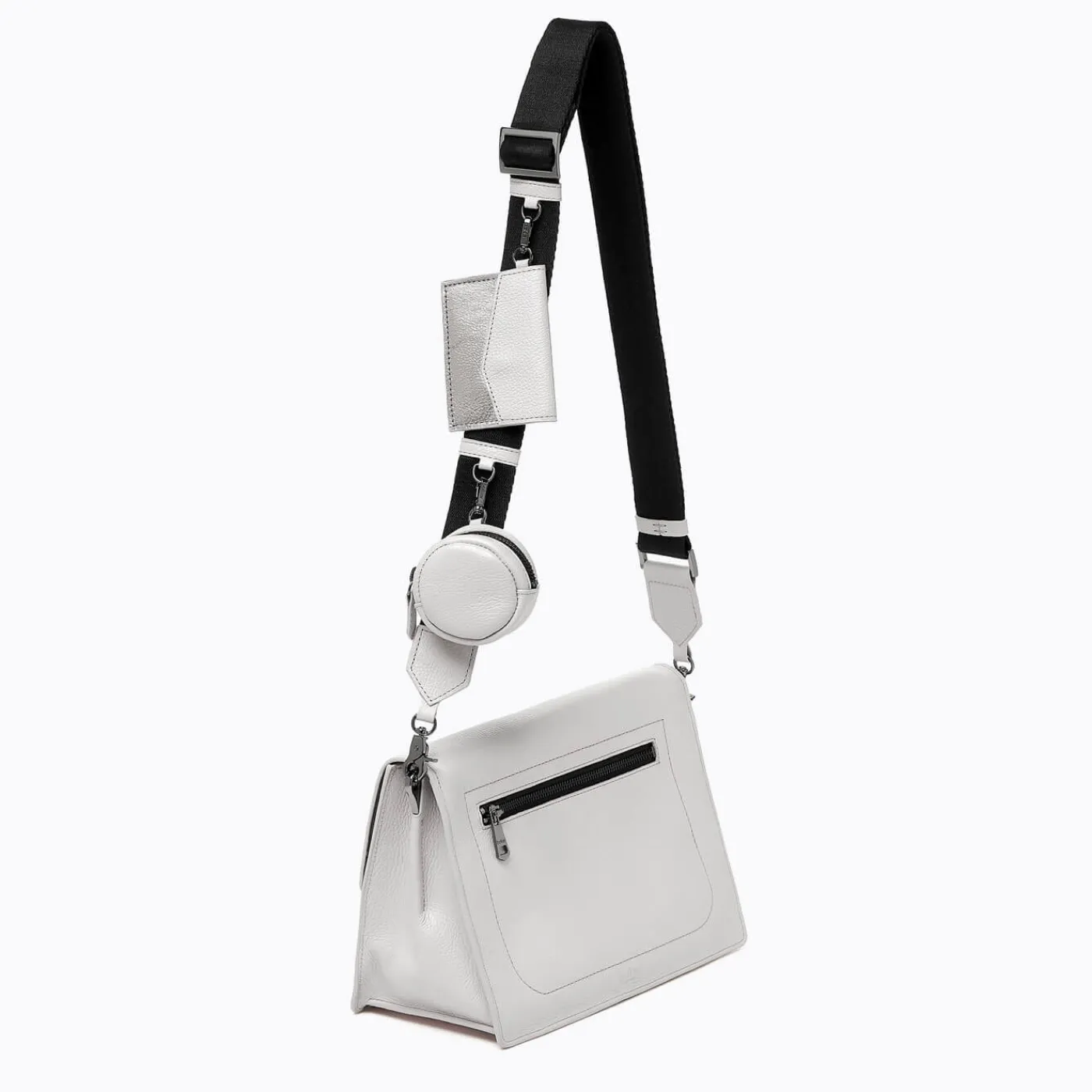New Botkier Cobble Hill Flap Satchel Silver Grey