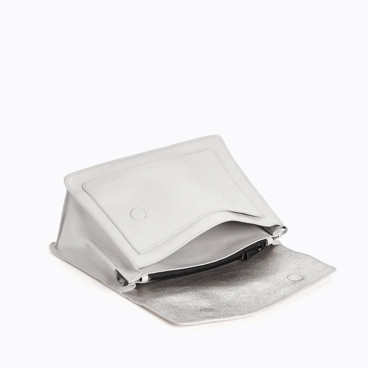 New Botkier Cobble Hill Flap Satchel Silver Grey