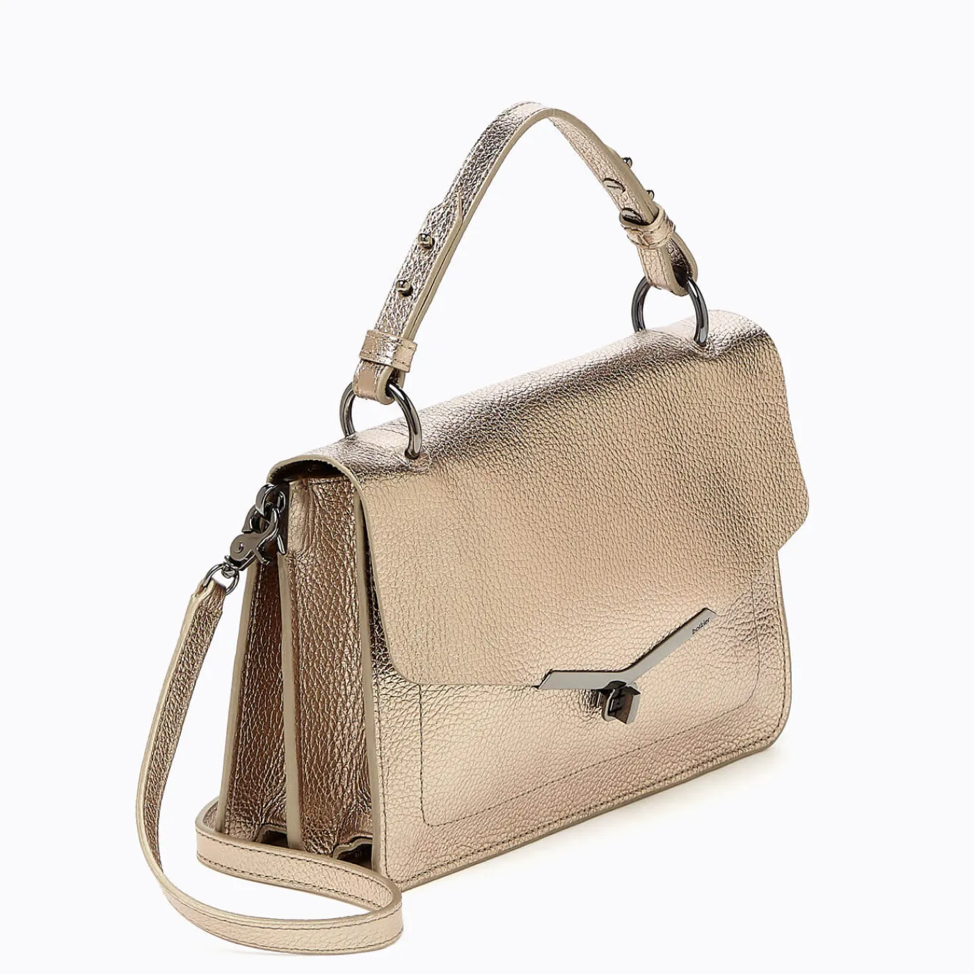 Best Sale Botkier Valentina Flap Satchel Metallic Gunmetal