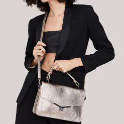 Best Sale Botkier Valentina Flap Satchel Metallic Gunmetal