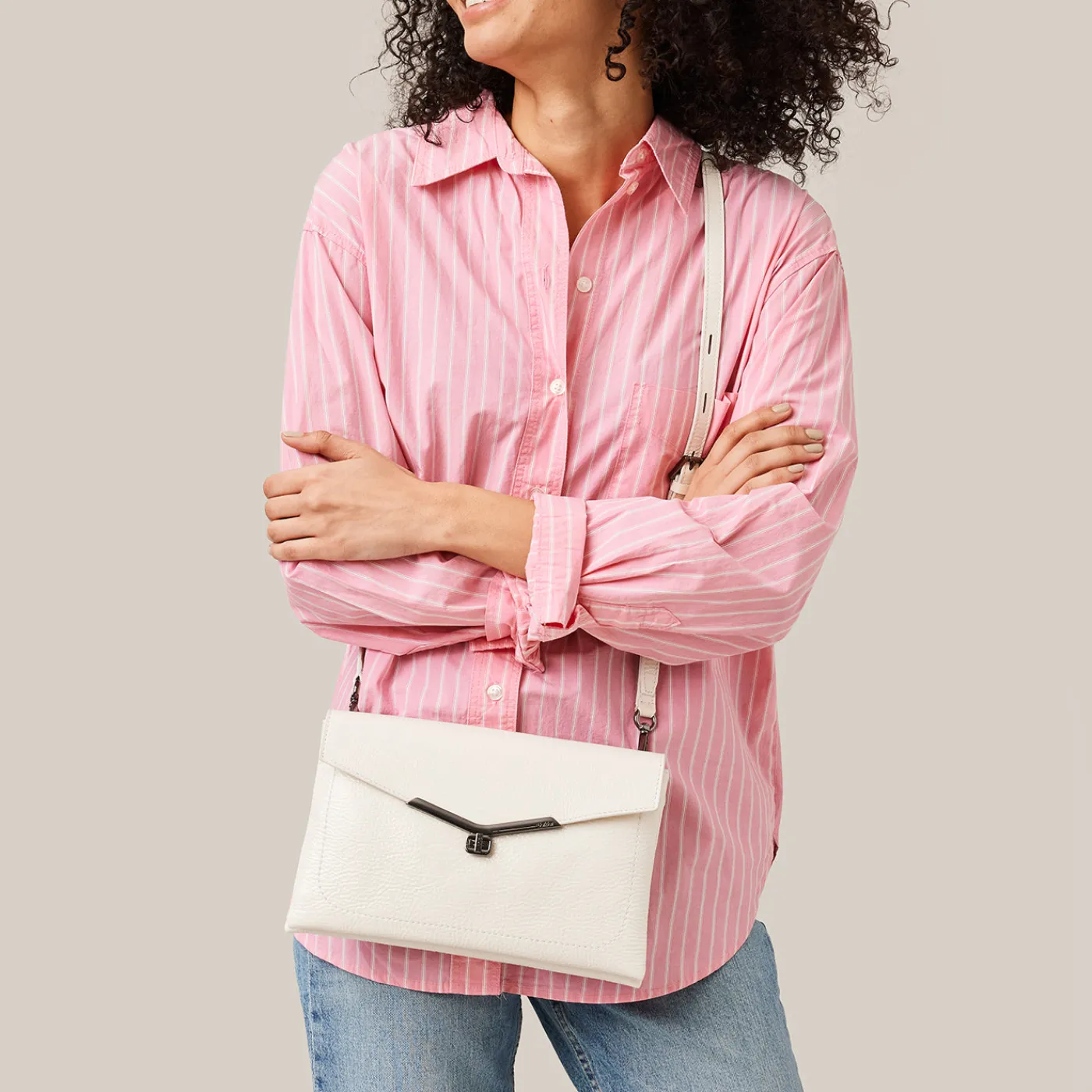 New Botkier Valentina Flat Crossbody Marshmallow Patent